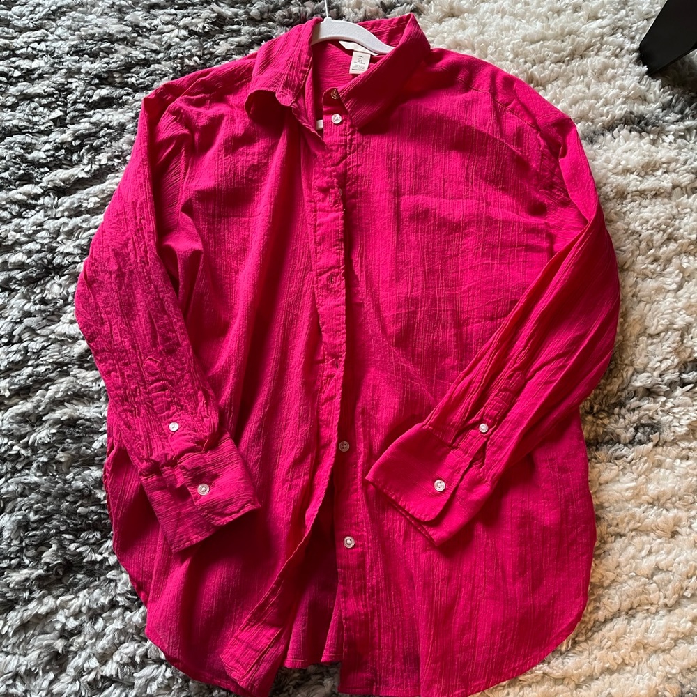 H&M Oversized Crinkled Shirt | Size: L